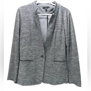 Banana Republic Blazer Womens Size M Medium Gray Knit Pockets Business Stretch